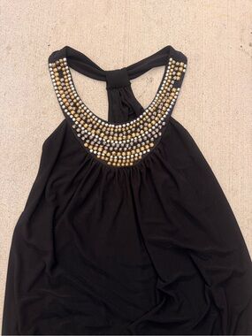 Y2K Black Beaded Halter Neck Tank